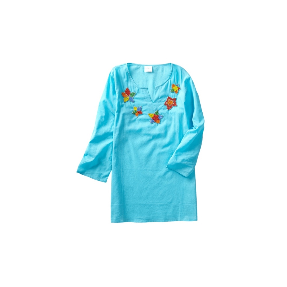 Girls cotton tunic. Hand embroidery.